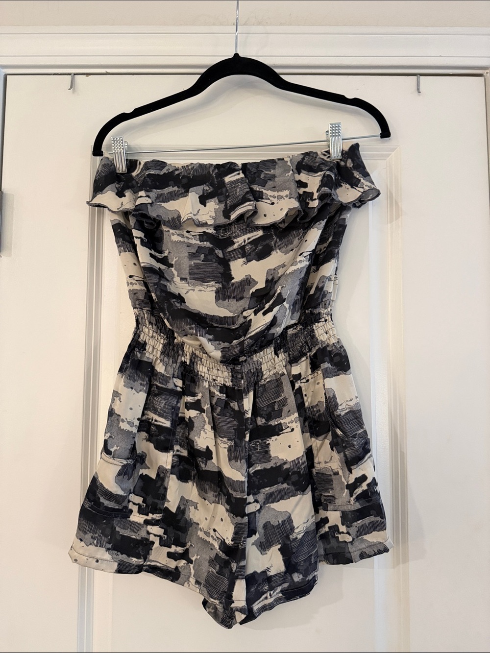 Timing Black and White Strapless Romper